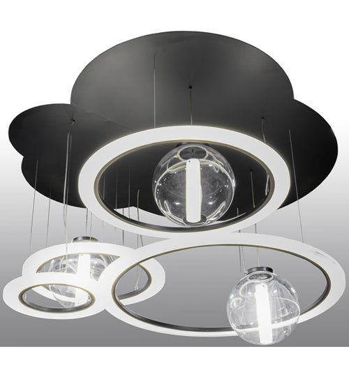 84" Wide Anillo Bola 4 Ring LED Cascading Pendant by Meyda Lighting