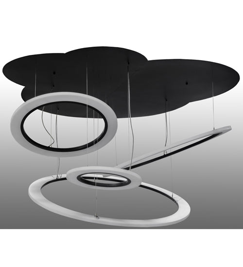 84" Wide Anillo Tilt 4 Ring LED Cascading Pendant by Meyda Lighting