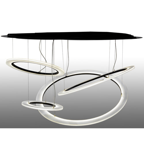 84" Wide Anillo Tilt 4 Ring LED Cascading Pendant by Meyda Lighting