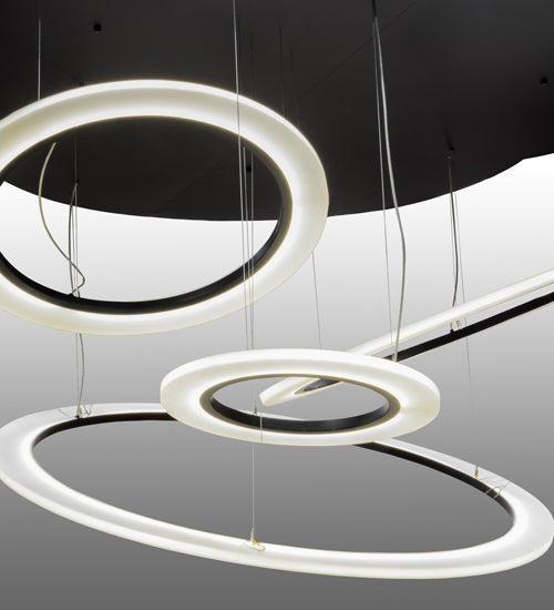 84" Wide Anillo Tilt 4 Ring LED Cascading Pendant by Meyda Lighting