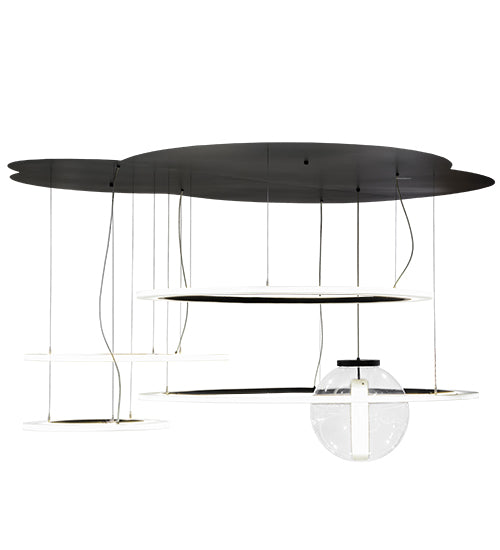 84" Wide Anillo Uno Bola 4 Ring LED Cascading Pendant by Meyda Lighting