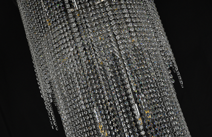 Chrome Flushed Chandelier featuring Clear Hanging Crystals