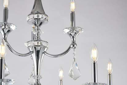 Two-Tier Chrome Frame with Clear Hanging Crystals & Accents