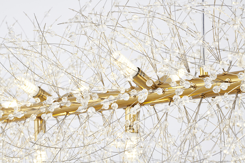 Brass Linear Frame Chandelier With Clear Crystal Spike Accents