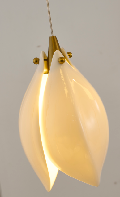 Bronze Metal Frame Chandelier With Cream Ceramic Flowers