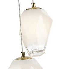 Round Chrome Flushed Chandelier with Hanging White Glass Pendants