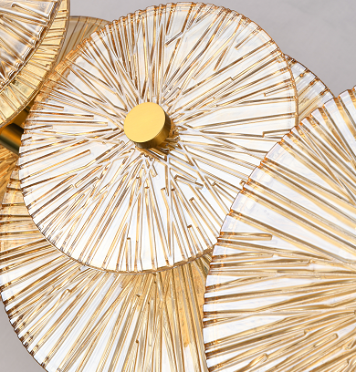 Brass Frame Chandelier With Clear Amber Petal Glass Shades