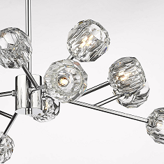 Chrome Frame Branch Chandelier with Clear Crystal Shades