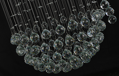 Chrome Flushed Chandelier with Clear Hanging Crystals and Beads