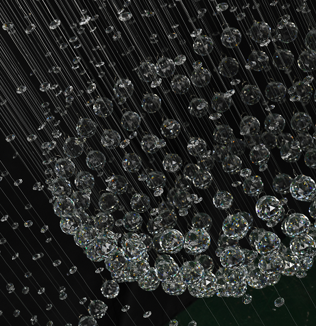 Chrome Flushed Chandelier with Clear Hanging Crystals and Beads