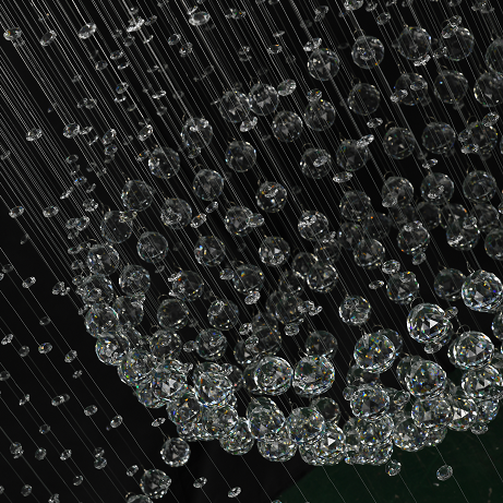 Chrome Flushed Chandelier with Clear Hanging Crystals and Beads