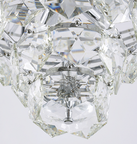 Chrome Frame Chandelier With Clear Hanging Crystals