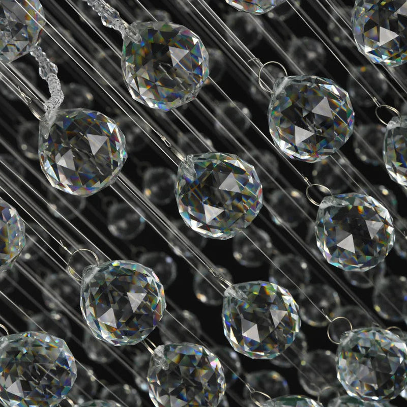 Chrome Flushed Chandelier with Clear Hanging Crystals and Beads
