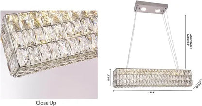 Rectangular Clear Crystal LED Chandelier
