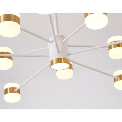 White Framed LED Chandelier with Gold Accents