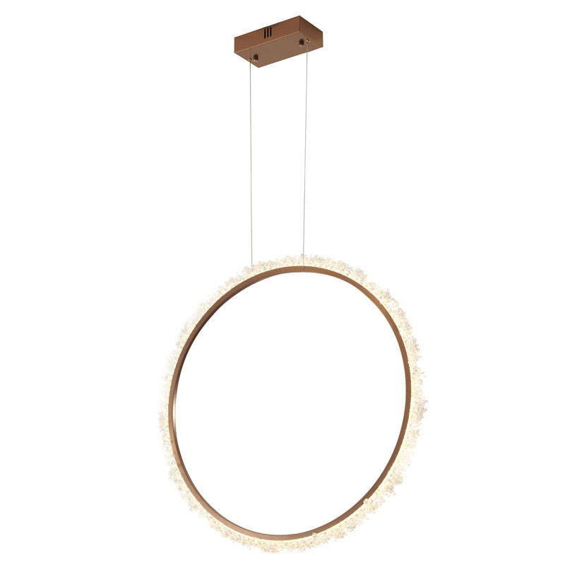 Gold LED Crystal Ring Chandelier