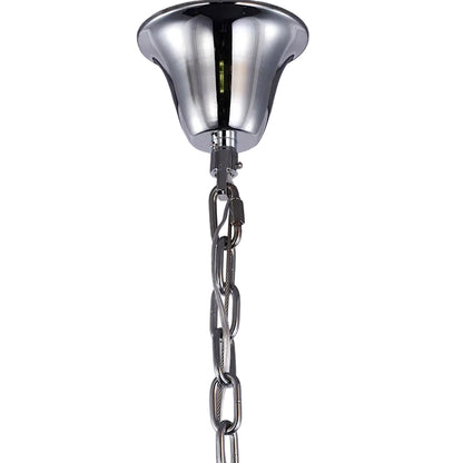 Chrome Frame Chandelier With Clear Hanging Crystals