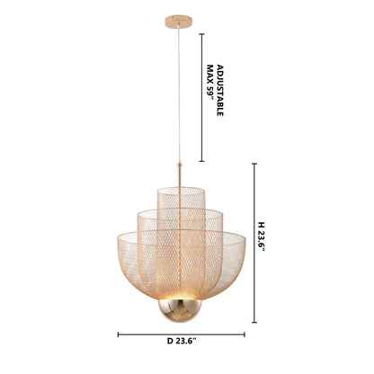 Triple-Tier Gold Mesh LED Light - S