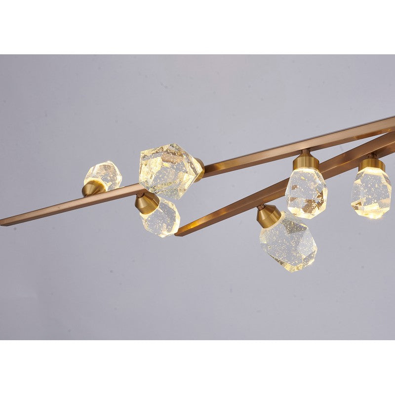 Gold Hairline Finish Branch Chandelier With Clear Bubble Crystal Accents