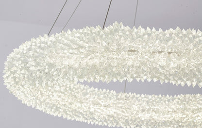 Brass Chandelier With A Spiky Clear Crystal Halo