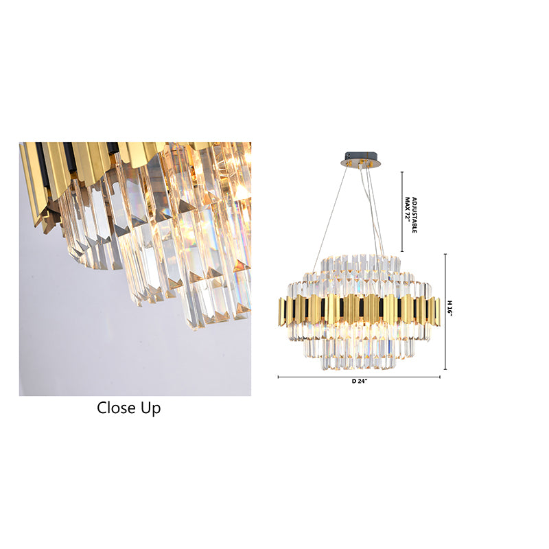 Gold Chandelier With Clear Hanging Crystals