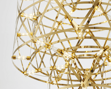 3 Tier 40-Light Dimmable Gold Stainless Steel LED Chandelier