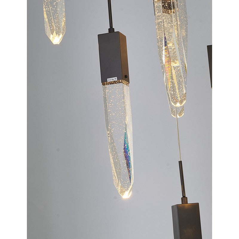 Flushed Matte Black Frame Chandelier with Hanging Clear Bubble Block Crystals