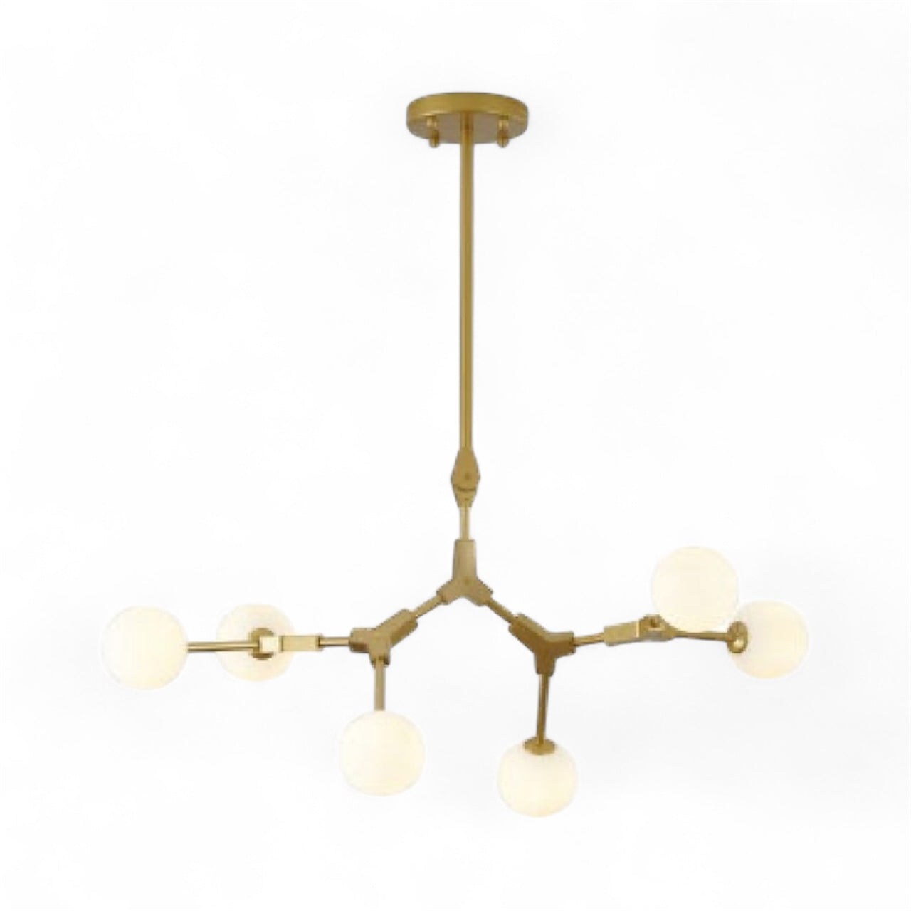 Gold Frame Ceiling Fixture with White Glass Shades