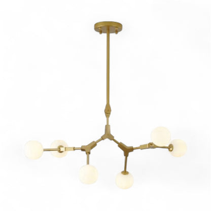 Gold Frame Ceiling Fixture with White Glass Shades