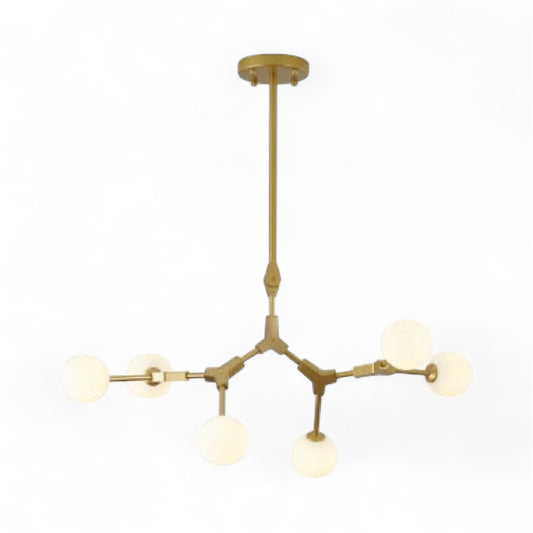 Gold Frame Ceiling Fixture with White Glass Shades