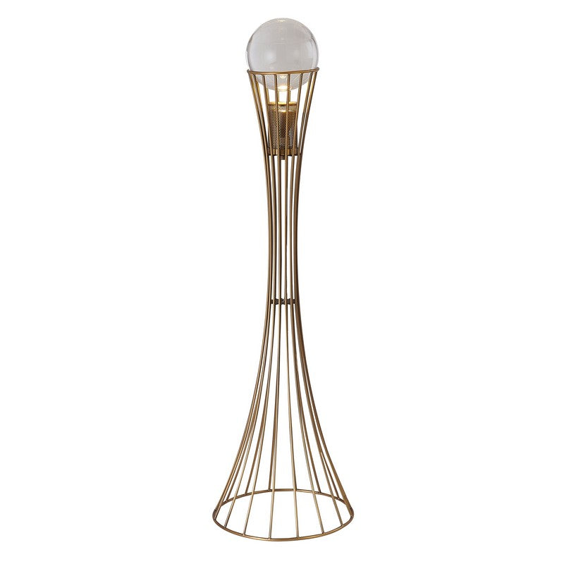 Antique Brass Floor Lamp with Crystal Ball