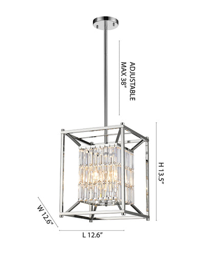 Cage Chandelier With Clear Hanging Crystals