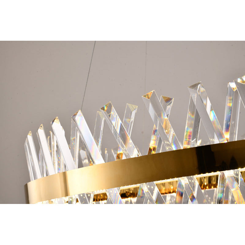 Round Gold Frame Chandelier With Clear Crystals