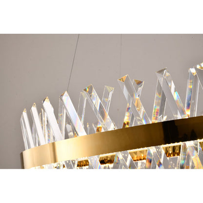 Round Gold Frame Chandelier With Clear Crystals