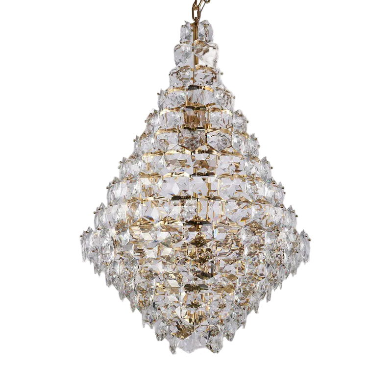 Chrome Frame Chandelier With Clear Hanging Crystals