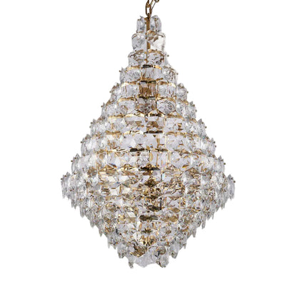 Chrome Frame Chandelier With Clear Hanging Crystals