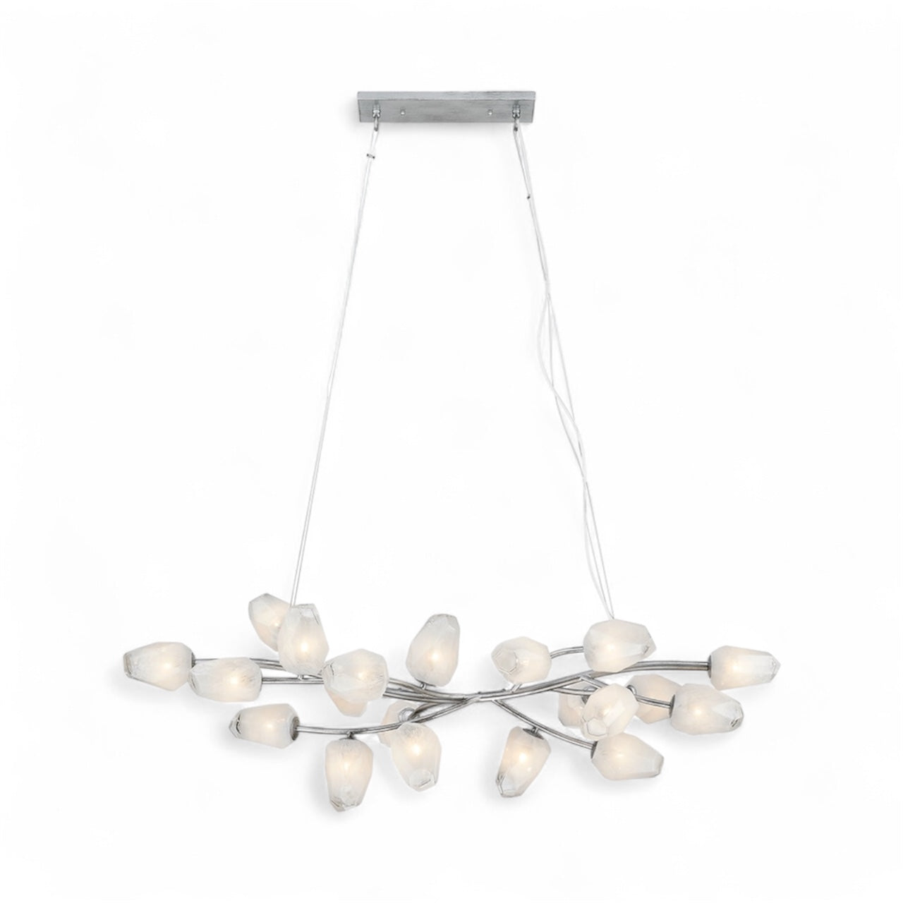 Black Branch Frame Chandelier with White Glass Shades