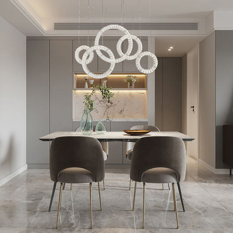 Five-Ring Clear Crystal LED Chandelier