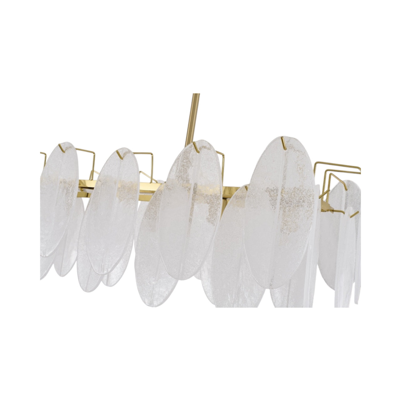 Brass Rectangular Chandelier with Frosted Glass Shades