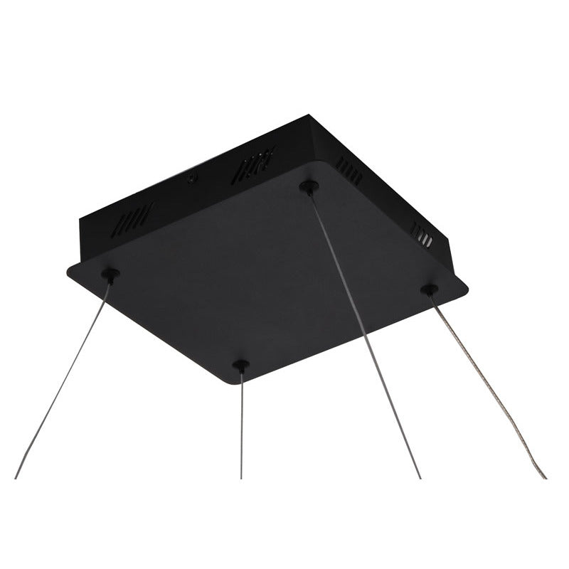 Modern Matte Black Square LED Chandelier – Ultra Slim 30” Contemporary Pendant Light