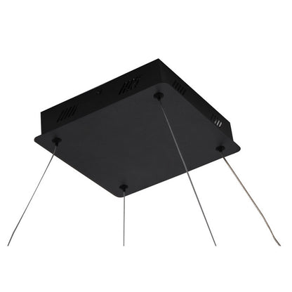 Modern Matte Black Square LED Chandelier – Ultra Slim 30” Contemporary Pendant Light