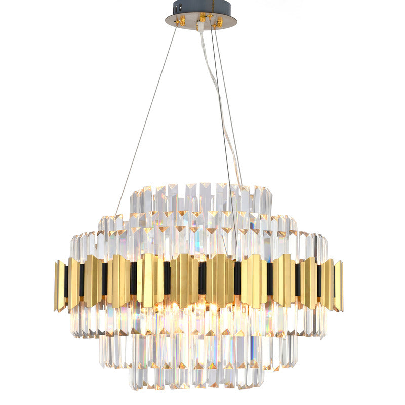 Gold Chandelier With Clear Hanging Crystals