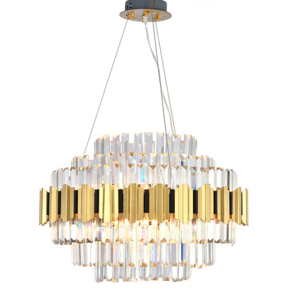 Gold Chandelier With Clear Hanging Crystals