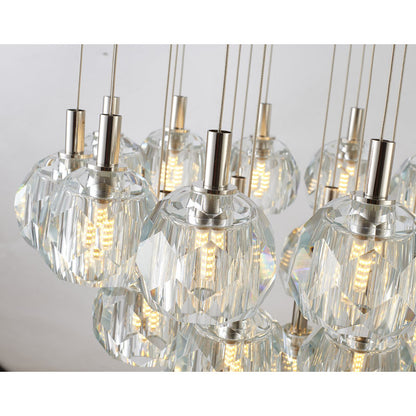 Flushed Chandelier with Clear Crystal Balls