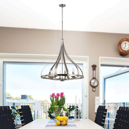 73" Brushed Steel Chandelier