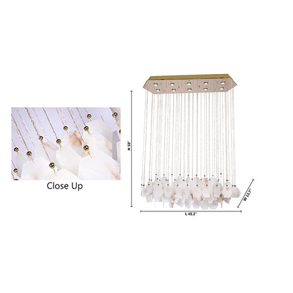 Gold Stainless Steel Chandelier with Spanish Alabaster Stones
