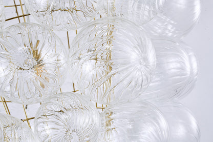 Brass Frame Chandelier featuring Clear Swirl Glass Shades