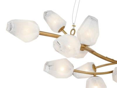 Gold Branch Frame Chandelier with White Glass Shades