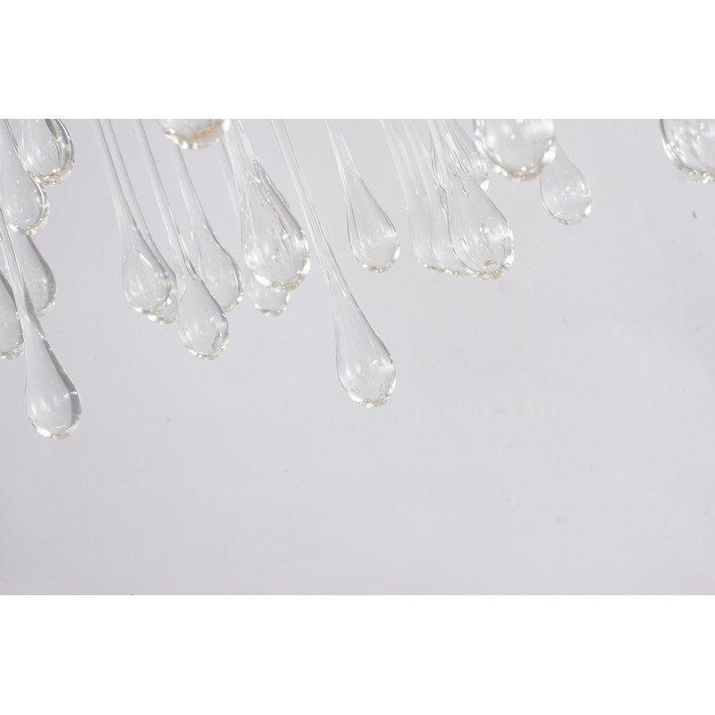 Gold Aluminum Frame Chandelier with Clear Glass Hanging Drops Chandelier