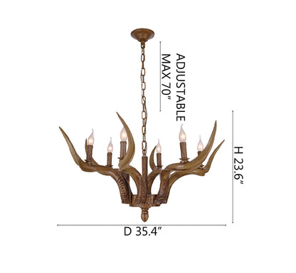 Faux Natural Horn Color Antelope Chandelier